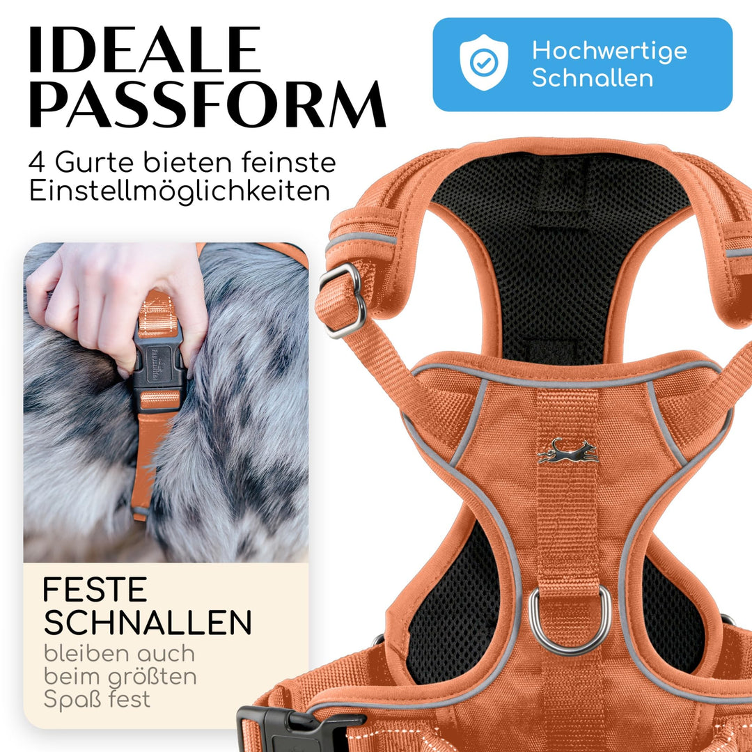 Hundegeschirr Anti-Zug Mesh gepolstert wasserabweisend Orange - Bild 6