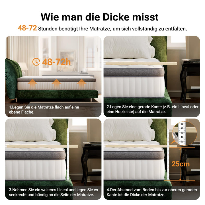 Taschenfederkernmatratze 140x200 H3 7-Zonen Hybrid 25 cm hoch - Bild 8