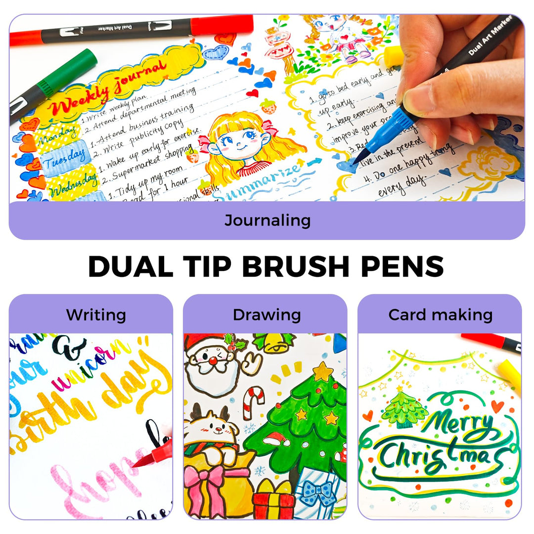 Dual Brush Pen Set 168 Farben mit Tragetasche für Lettering - Bild 6