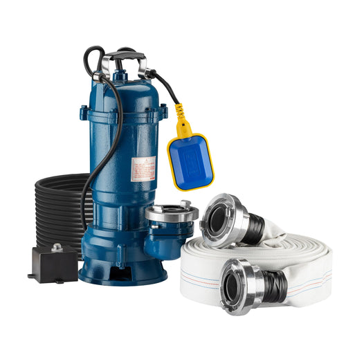 Schmutzwasserpumpe 1500W 36000l/h mit Schwimmerschalter und 20m Schlauch