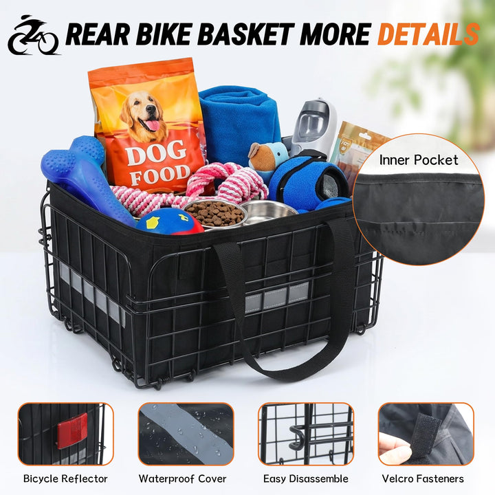 Fahrradkorb Gepäckträger hinten faltbar 40x28x22 cm schwarz - Bild 7