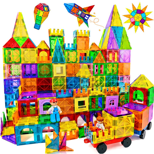 Magnetische Bausteine 120-teilig mit 2 Figuren und 2 Autos ab 3 Jahren