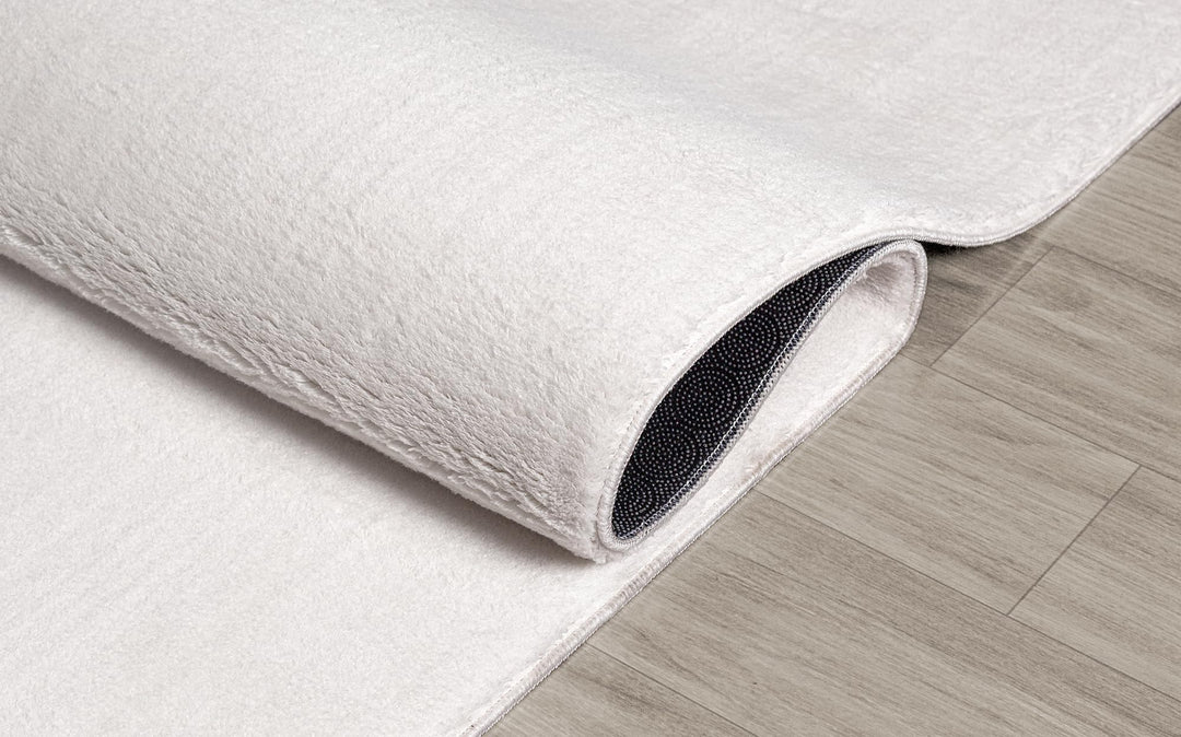 Kurzflor Teppich Felloptik waschbar 200x280 cm Creme Anti-Rutsch - Bild 4
