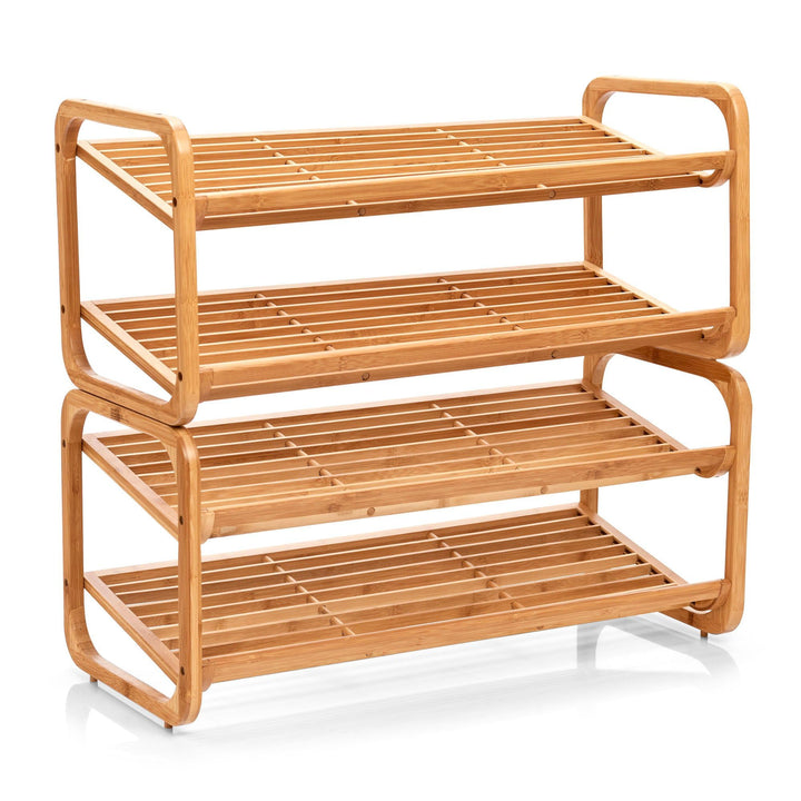 Schuhregal Bambus stapelbar 74x33x33 cm für 6 Paar Schuhe - Bild 5