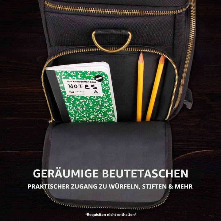 RPG-Tasche für Tabletop mit Figurenfach, Würfeltasche, 4–8 Bücher - Bild 7