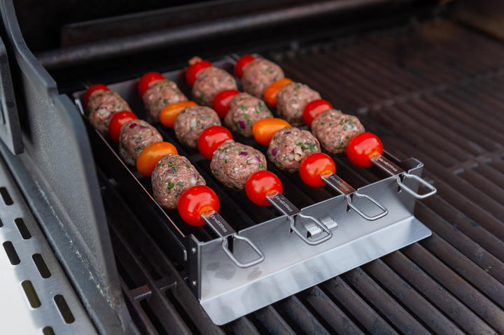 Spiessgestell für Grill Edelstahl mit 4 Doppelspiessen 30,5 cm - Bild 5