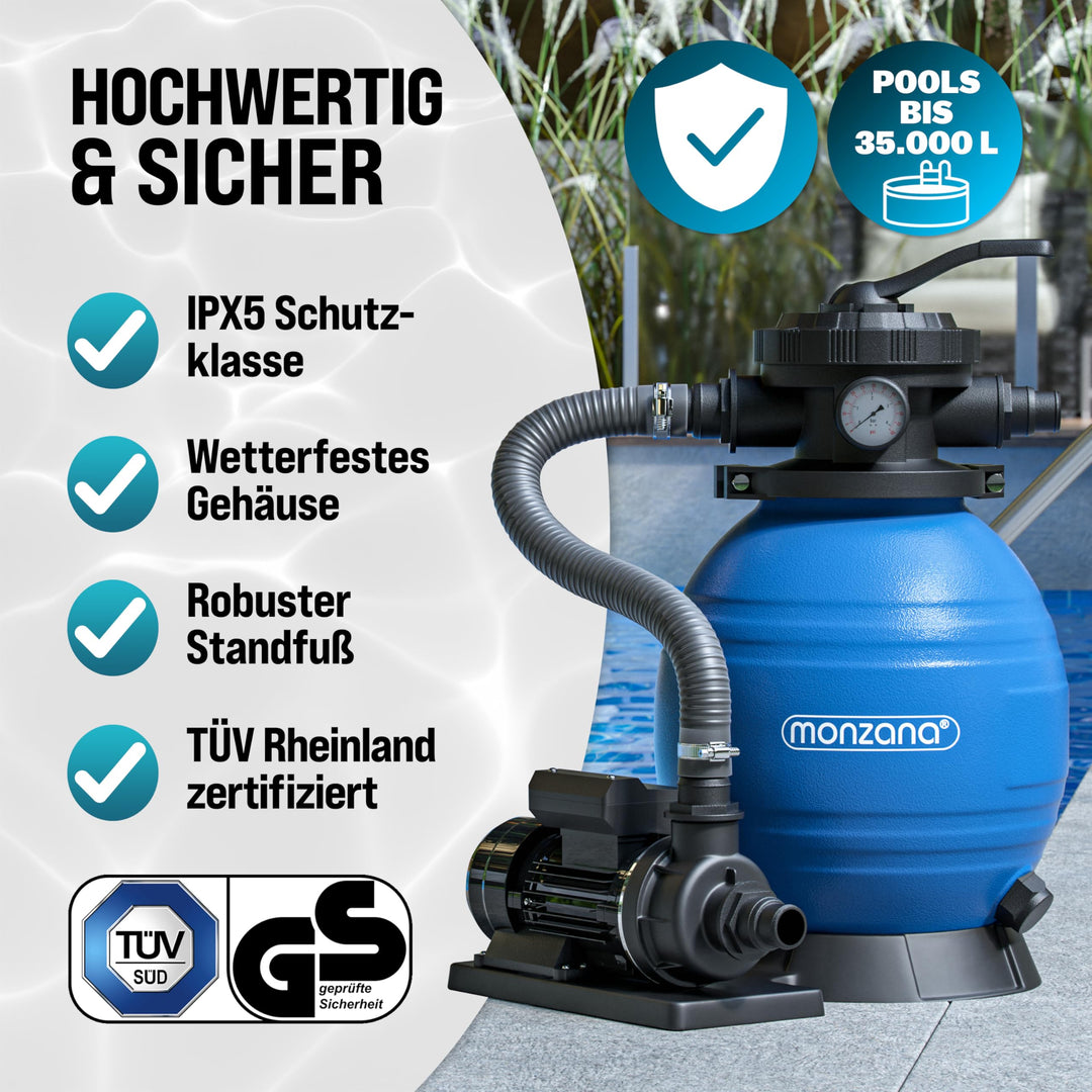 Sandfilteranlage 10.200 L/h für Pools bis 35.000 L 400 W - Bild 4