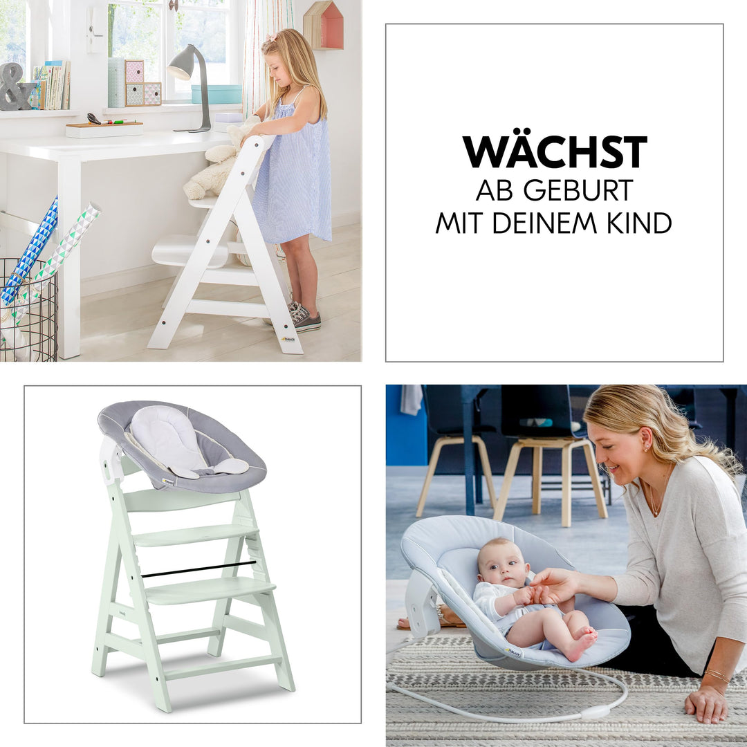 Hochstuhl Buchenholz 4-in-1 Set mit Bouncer &amp; Wippe ab Geburt - Bild 9