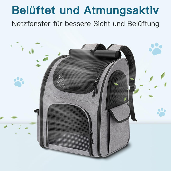 Haustier-Rucksack Oxford bis 10 kg für Hund und Katze Grau - Bild 6