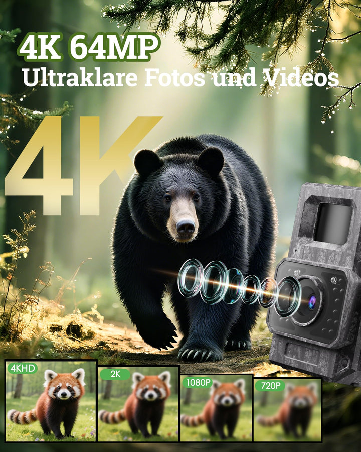 Wildkamera Solar 4K 64MP WLAN App-Steuerung Nachtsicht 6000mAh - Bild 4