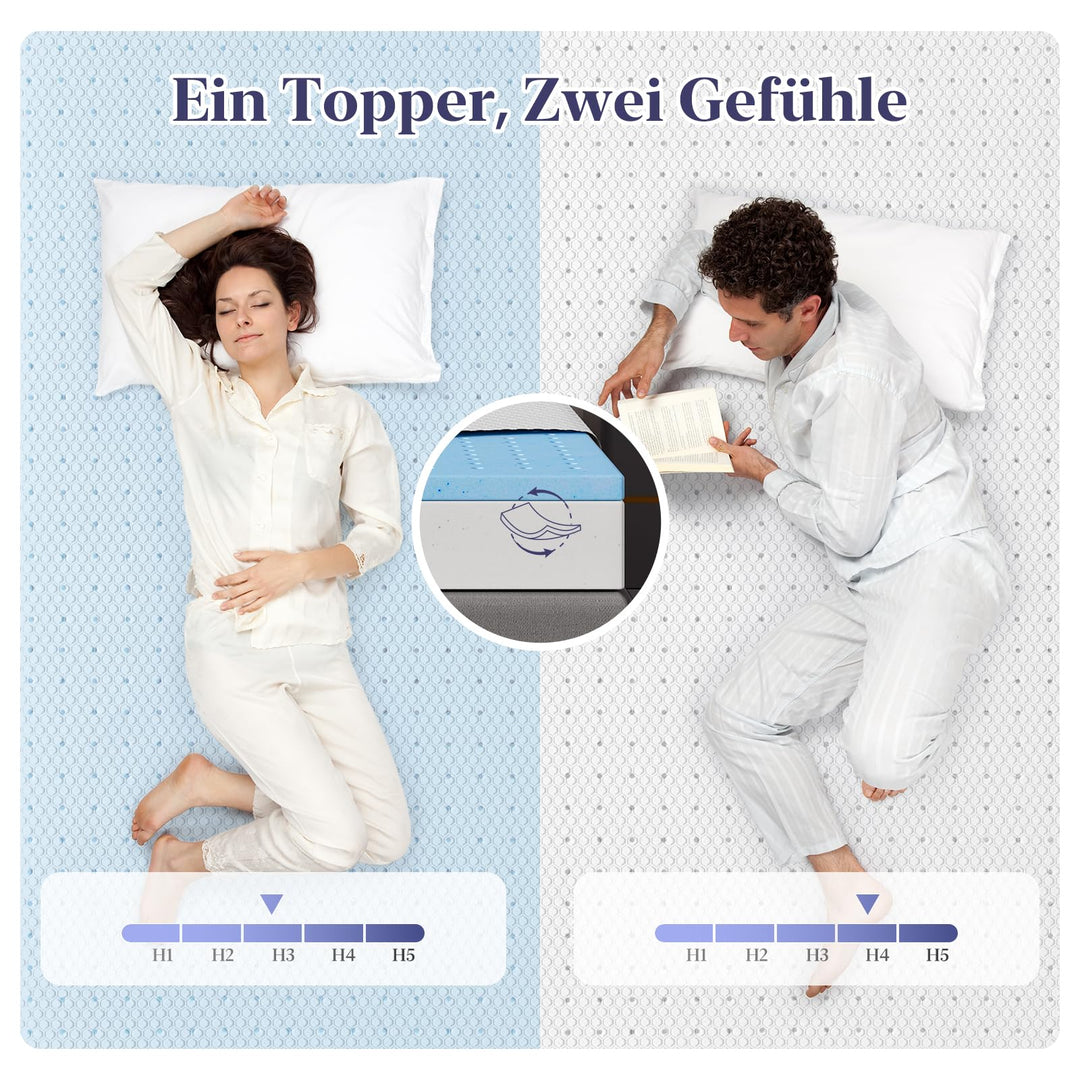 Matratzentopper 10cm 160x200cm Gel Memory Foam H3/H4 fest - Bild 2