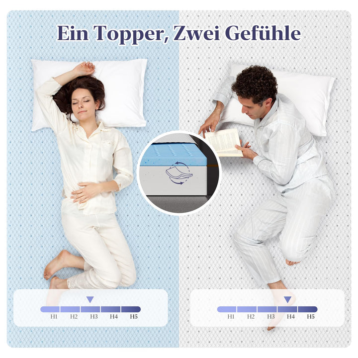 Matratzentopper 10cm 160x200cm Gel Memory Foam H3/H4 fest - Bild 2