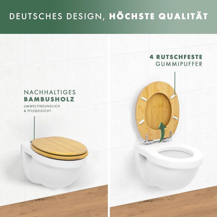 WC Sitz Bambus oval mit Absenkautomatik &amp; Quick-Release - Bild 6