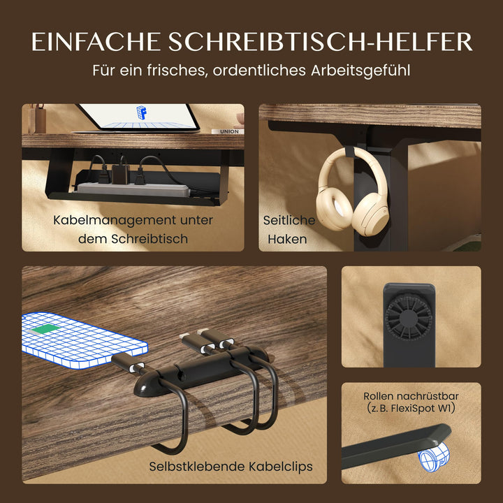 Schreibtisch-Gestell höhenverstellbar Doppelmotor 70–119 cm Home Office - Bild 6