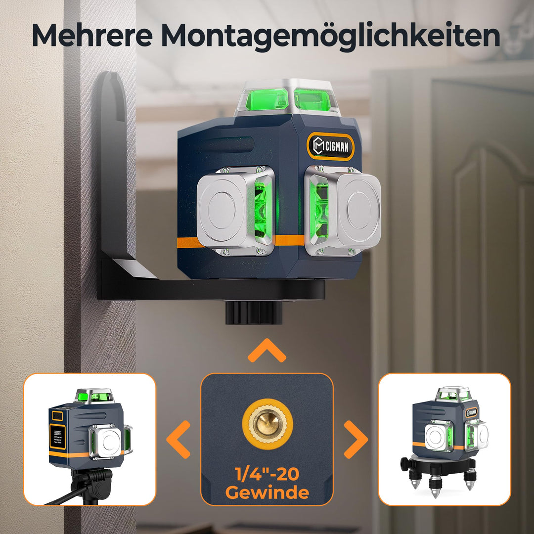 Kreuzlinienlaser 3x360° Grün Selbstnivellierend mit Fernbedienung - Bild 7