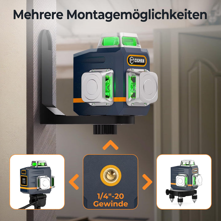 Kreuzlinienlaser 3x360° Grün Selbstnivellierend mit Fernbedienung - Bild 7