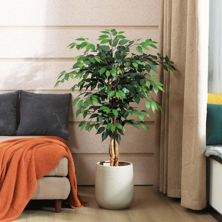Kunstpflanze Ficusbaum 120 cm mit Naturholzstamm für Innen - Bild 3
