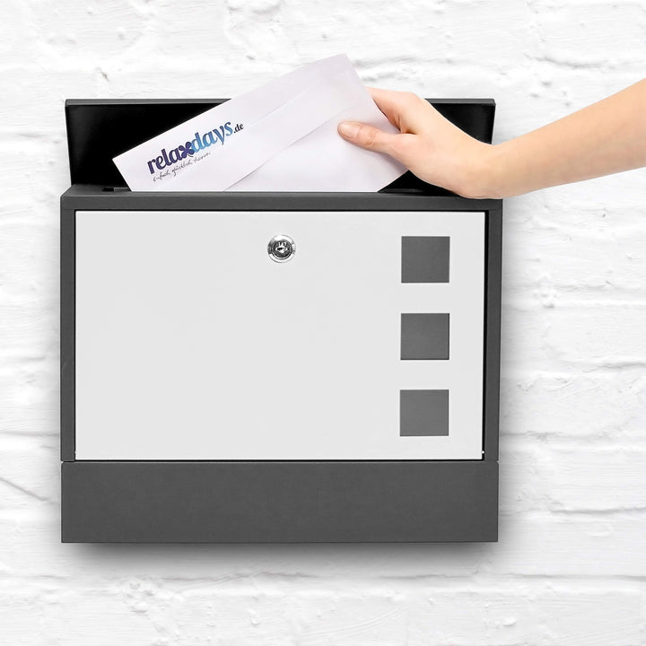 Briefkasten mit Zeitungsfach Metall abschließbar 30x36x10 cm - Bild 2