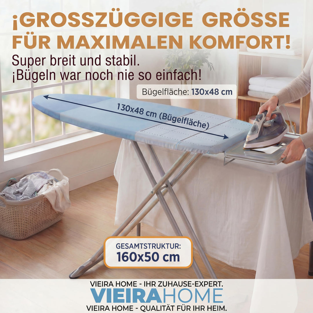 Bügelbrett XXL klappbar höhenverstellbar 130x48 cm für Dampfbügelstation - Bild 4