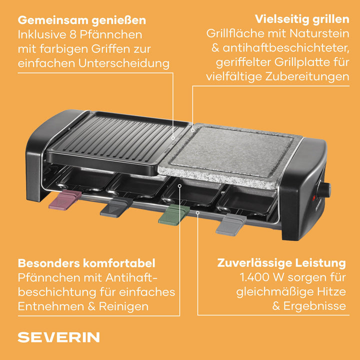 Raclette-Grill mit Naturgrillstein und Grillplatte für 8 Personen - Bild 3
