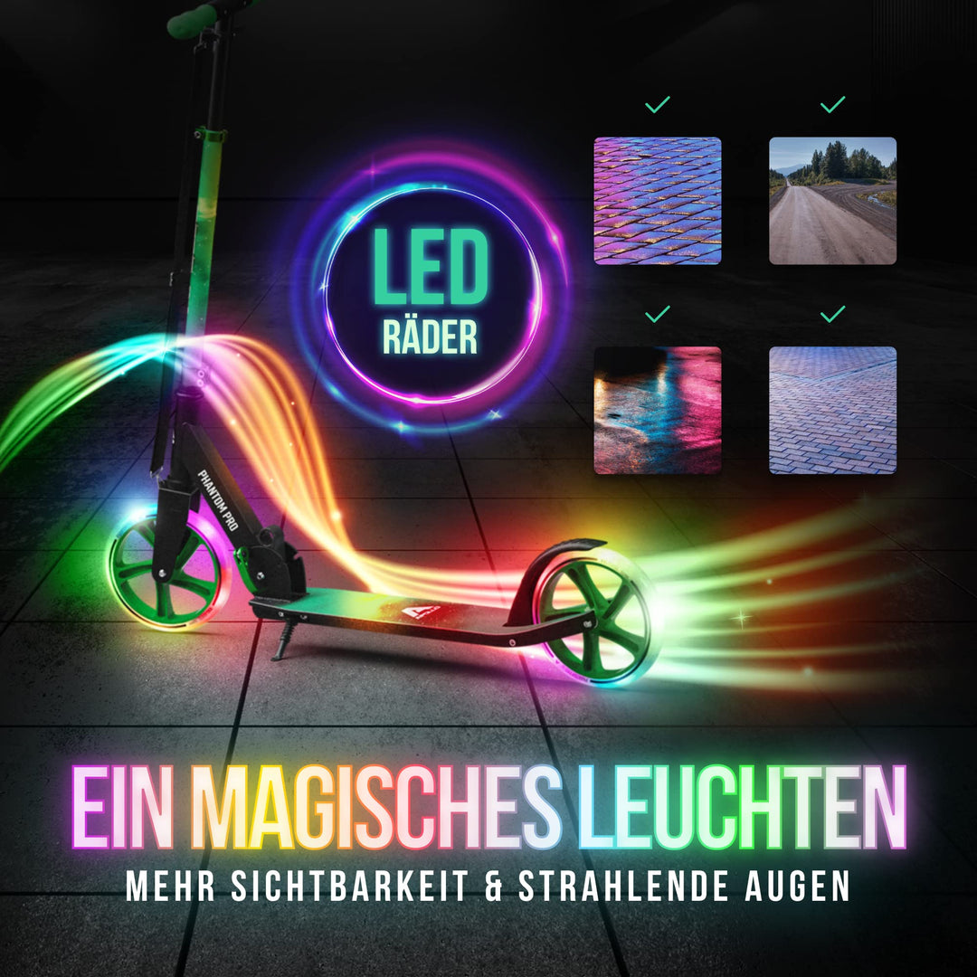 Cityroller LED-Räder klappbar höhenverstellbar 120–190 cm - Bild 4