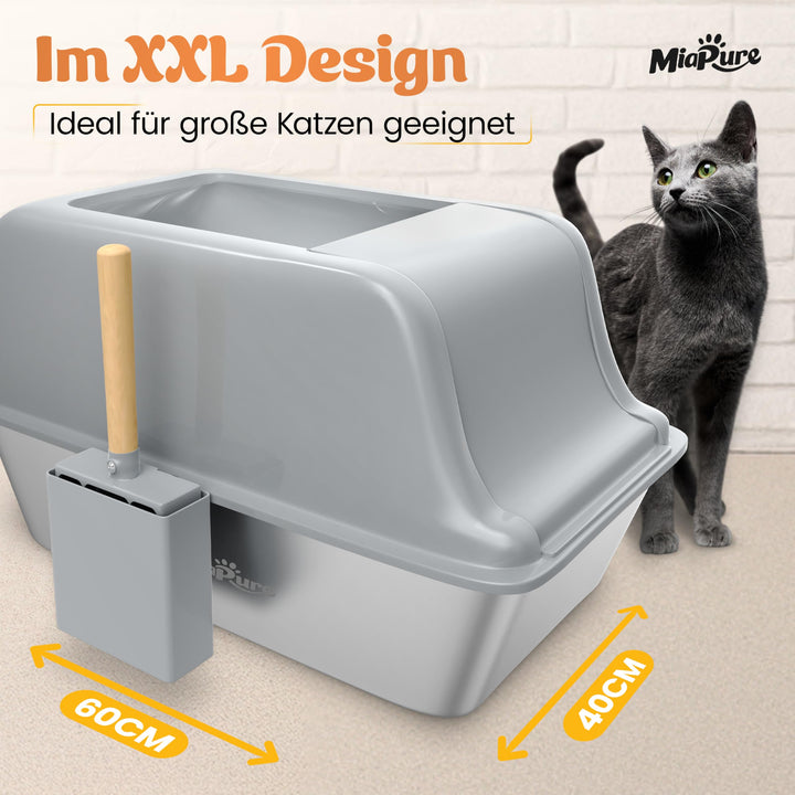 Katzentoilette Edelstahl XXL 60x40x30cm mit hohem Rand und Schaufel - Bild 6