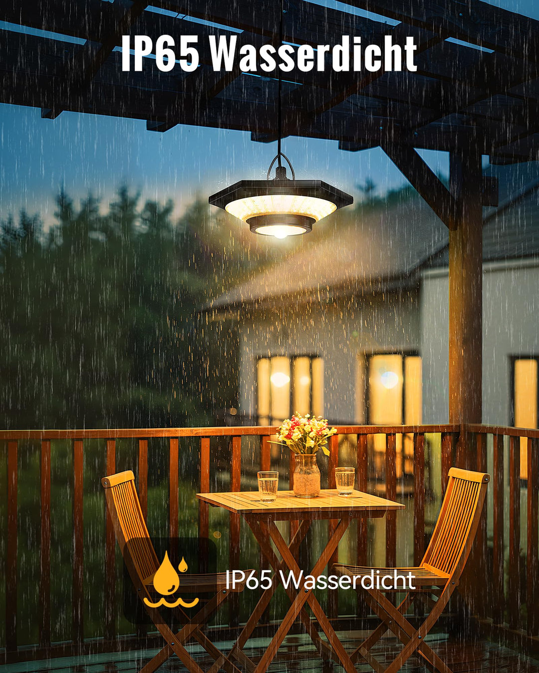 Solar Pendelleuchte 4000lm mit Bewegungsmelder 3 Farbtemperaturen IP65 - Bild 7