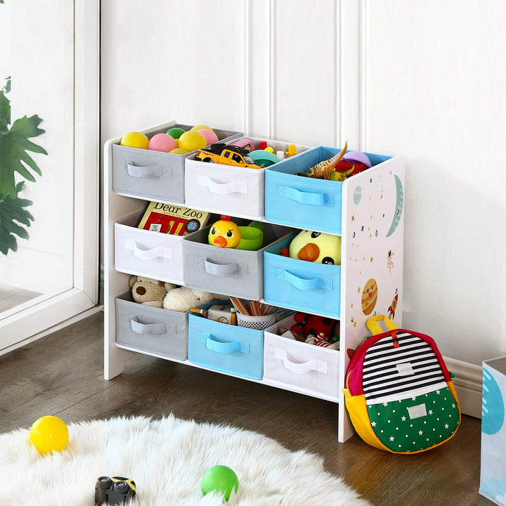 Kinderregal mit 9 Aufbewahrungsboxen MDF Weiss 62,5x29,5x60 cm - Bild 4