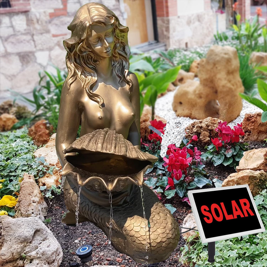 Solar Gartenbrunnen Meerjungfrau GFK 75 cm mit Teichpumpe 500 l/h