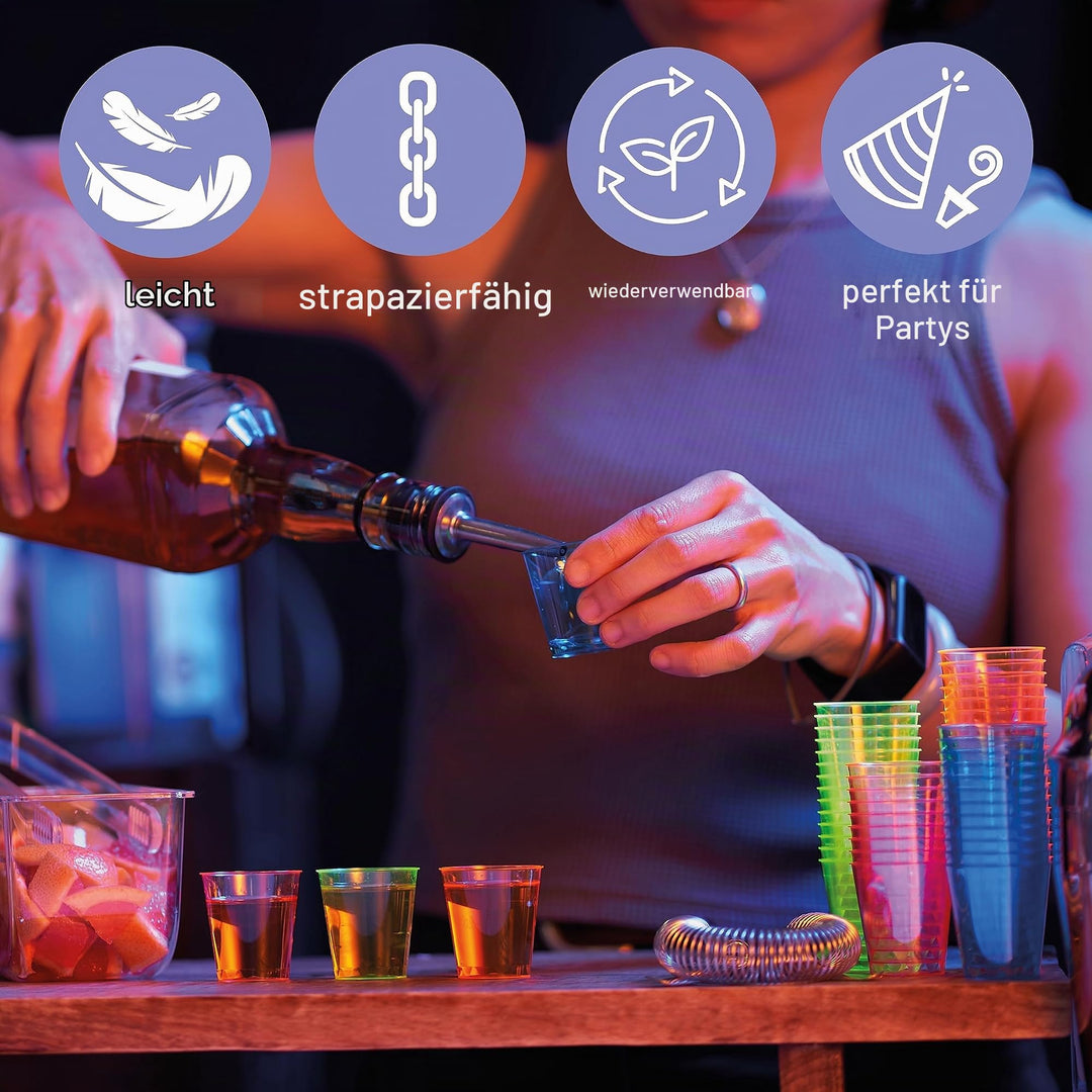 Shotgläser Plastik Neon 300er-Set 3cl Schwarzlicht Party - Bild 7