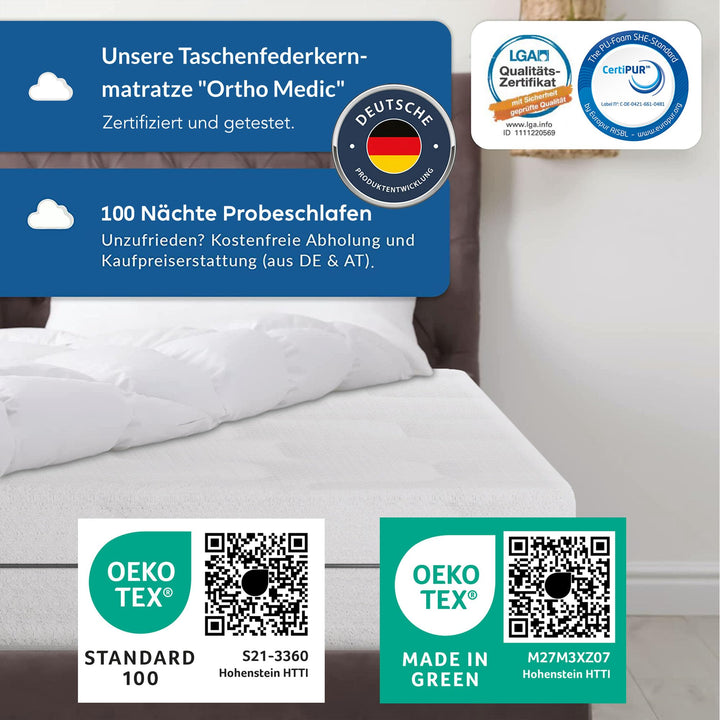 Taschenfederkernmatratze 7-Zonen H3 180x200 cm 21 cm hoch - Bild 7