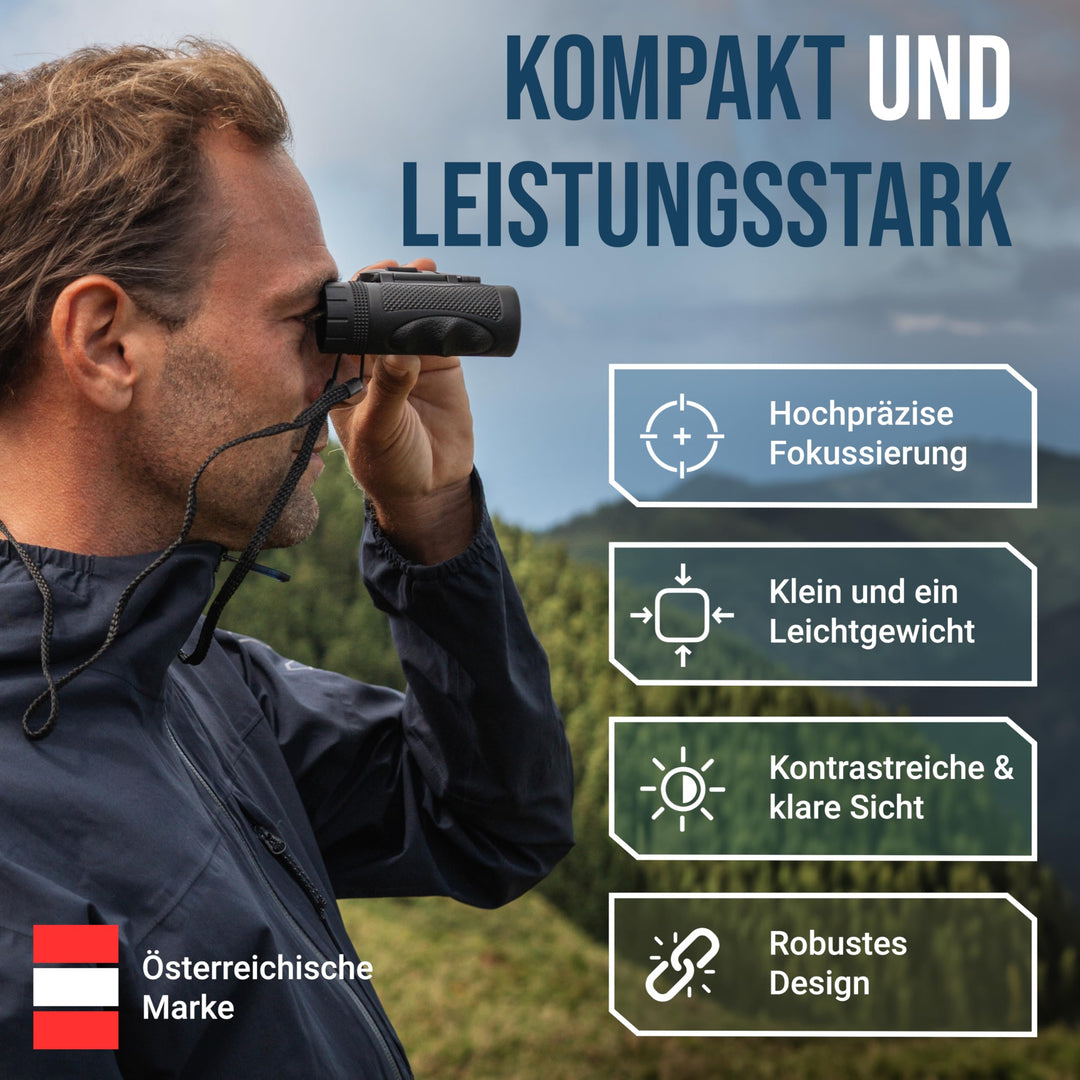 Kompakt-Fernglas 8x25 HD leicht 238g mit Tragetasche Outdoor - Bild 2
