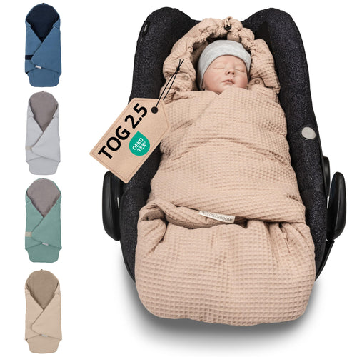 Einschlagdecke Babyschale 2.5 TOG Baumwolle für Herbst & Winter