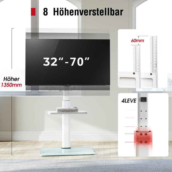 TV Bodenständer höhenverstellbar schwenkbar für 32–70 Zoll bis 40 kg - Bild 4