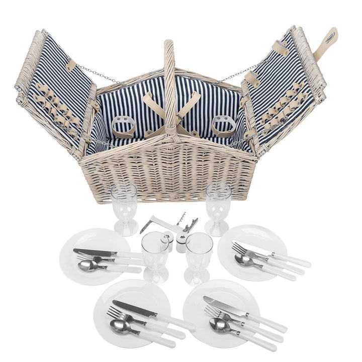 Picknickkorb Weide 23-teilig für 4 Personen mit Keramiktellern - Bild 4