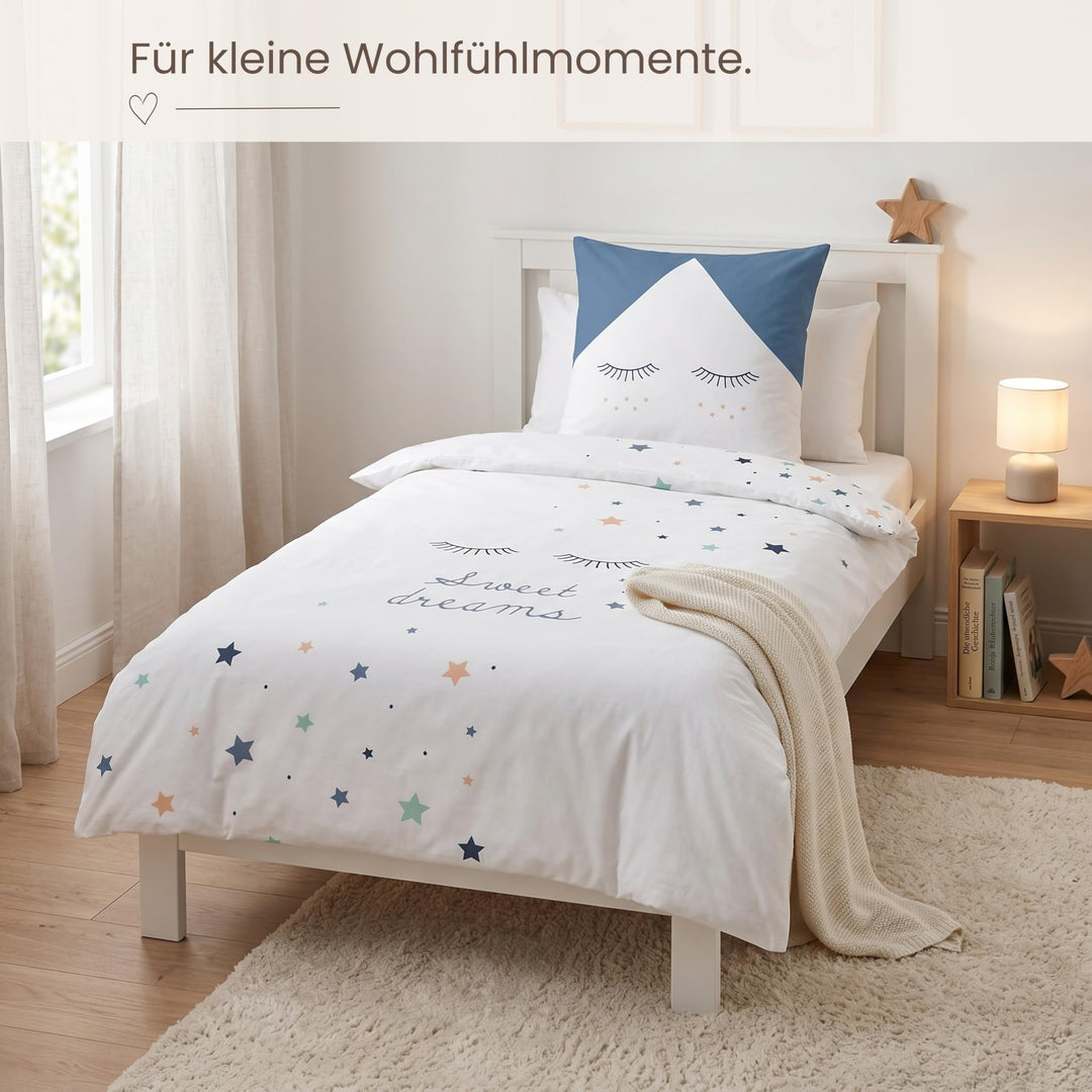 Kinderbettwäsche Mädchen 135x200 Baumwolle Wendebettwäsche Sterne - Bild 9