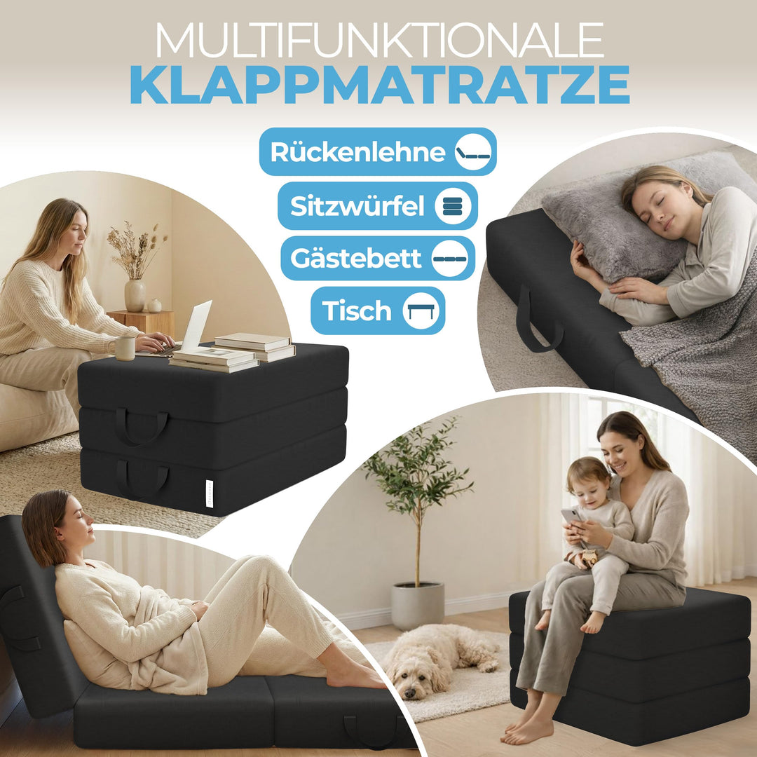 Klappmatratze Schaumstoff 15 cm dreifach faltbar 90x200 cm - Bild 3
