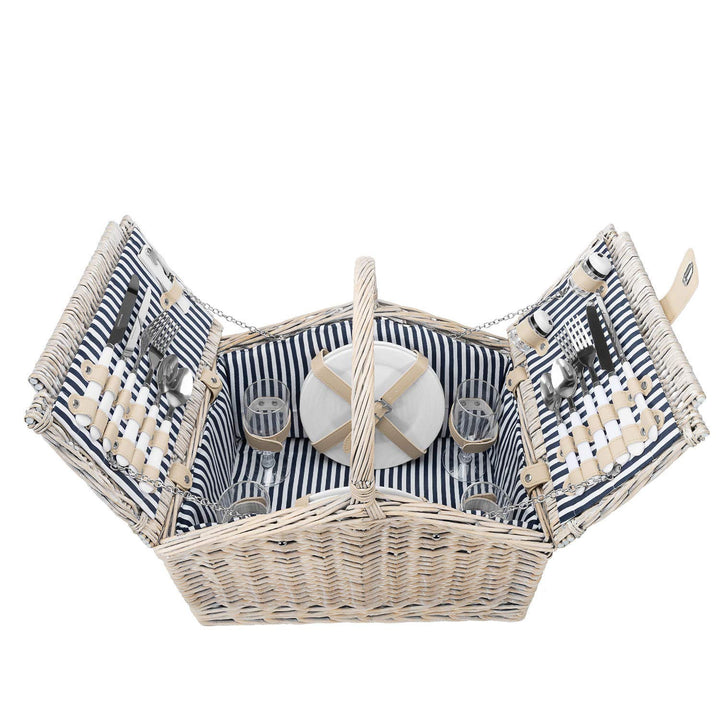 Picknickkorb Weide 23-teilig für 4 Personen mit Keramiktellern - Bild 2