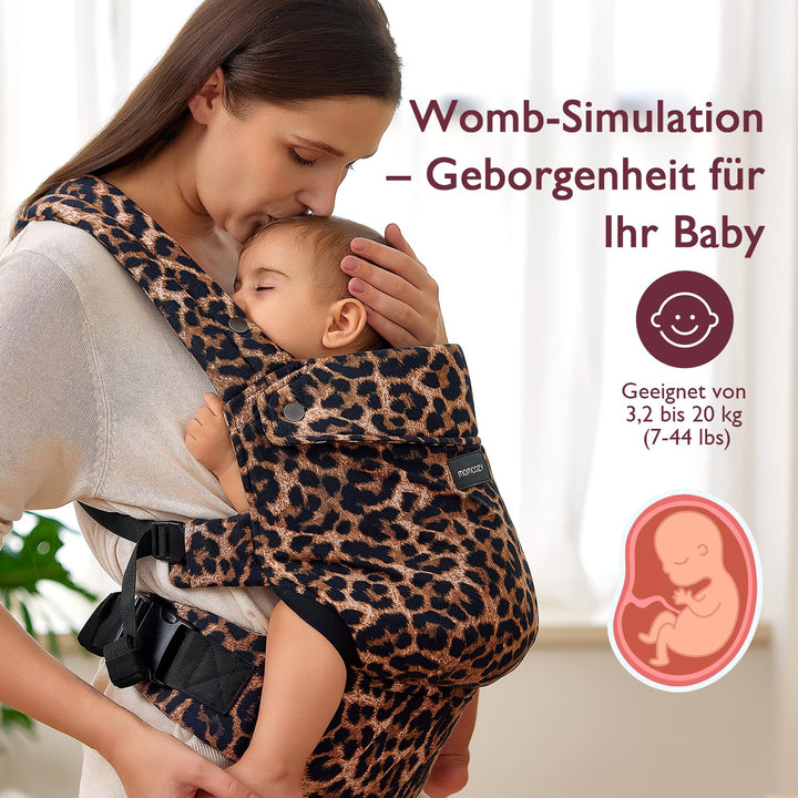 Babytrage ab Geburt 100% Baumwolle Leopard 3,2–20 kg - Bild 2