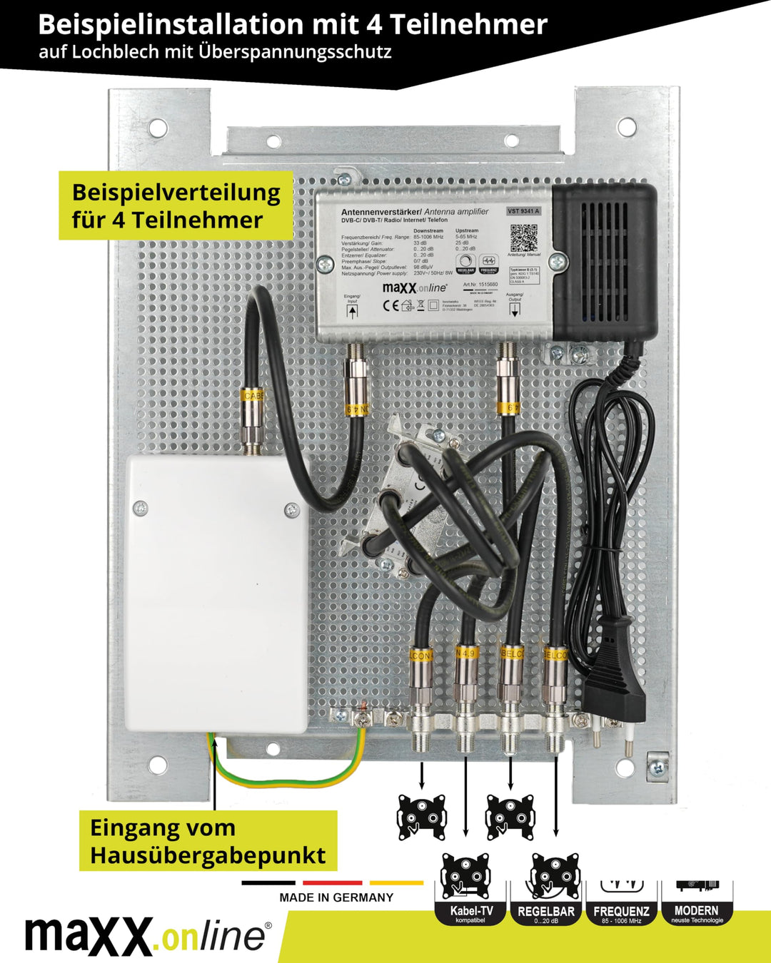Antennenverstärker Kabelfernsehen DVB-C/T2 33 dB 85–1006 MHz - Bild 8