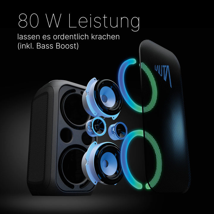 Bluetooth Partybox 80W RMS 103dB mit LED-Lichtshow und IPX4-Schutz - Bild 3