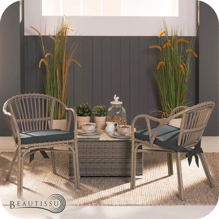 Sitzkissen Outdoor 4er-Set 45x40x5 cm Polyester Anthrazit Garten - Bild 2
