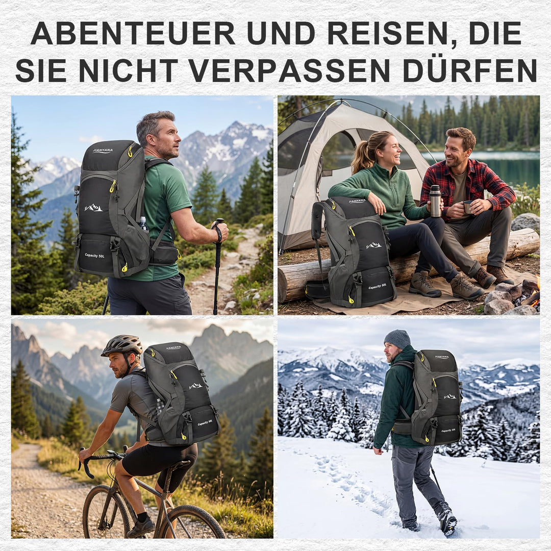 Wanderrucksack 50L mit Regenhülle Polyester/Nylon für Trekking Camping - Bild 7