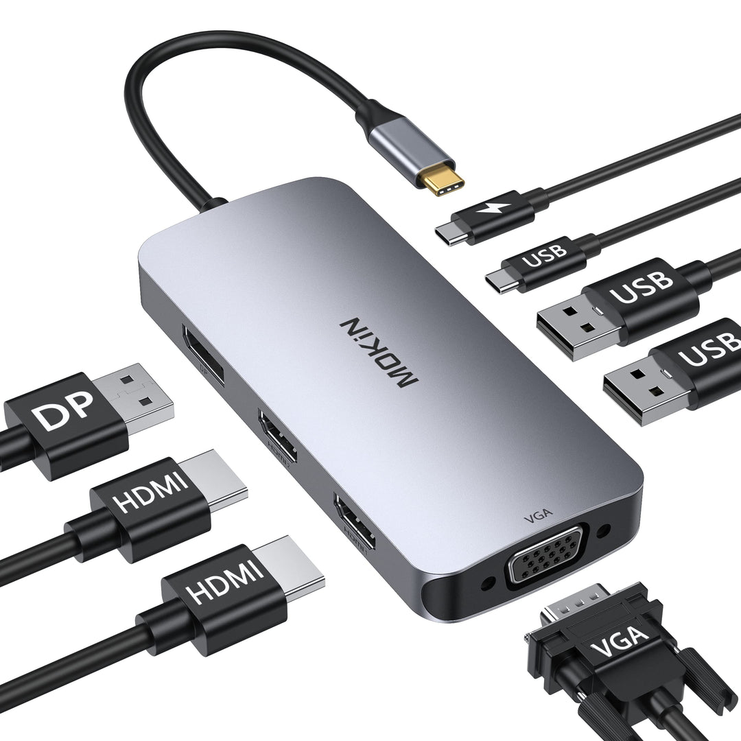 Dockingstation USB-C 8-in-1 Dual HDMI 4K fuer Laptop
