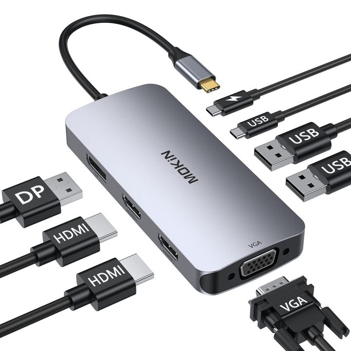 Dockingstation USB-C 8-in-1 Dual HDMI 4K fuer Laptop