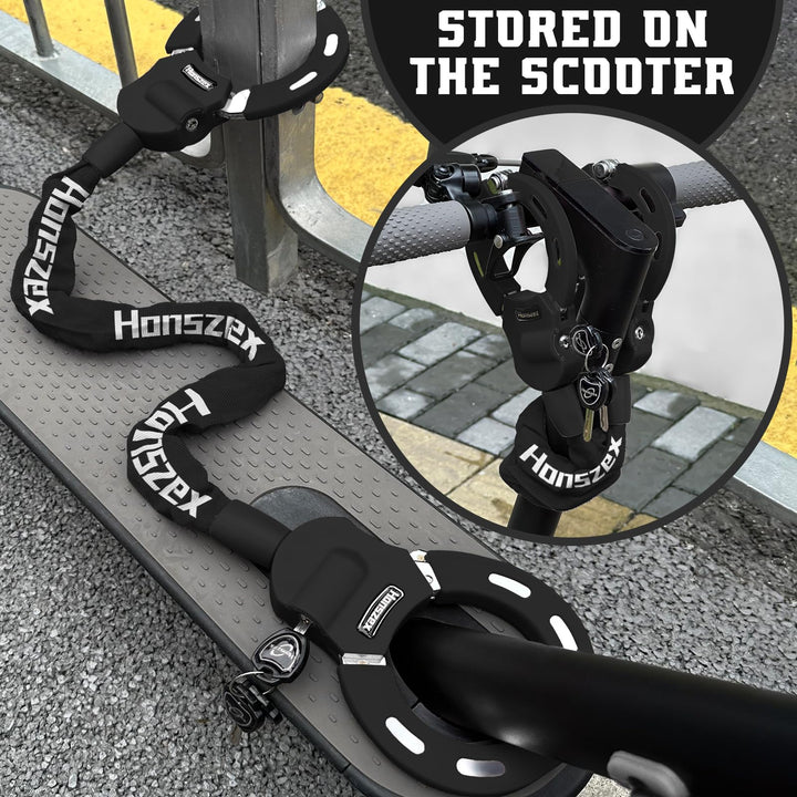 Kettenschloss E-Scooter Stahl 92 cm Handschellen-Design schwarz - Bild 2