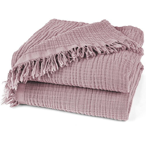 Musselin Tagesdecke 220x240 cm Baumwolle OEKO-TEX Mauve