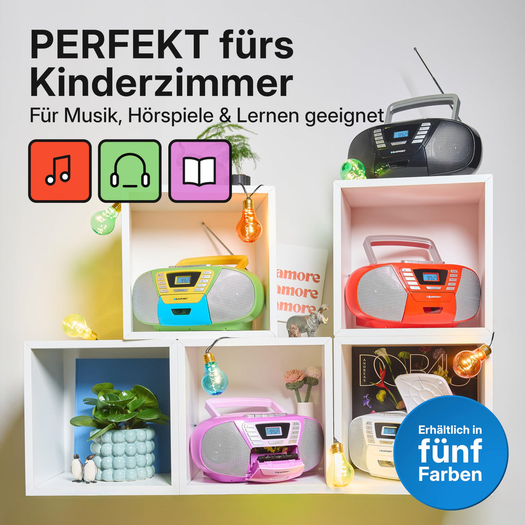 Tragbarer CD-Player mit Kassette, Bluetooth &amp; UKW Radio Kinder - Bild 4