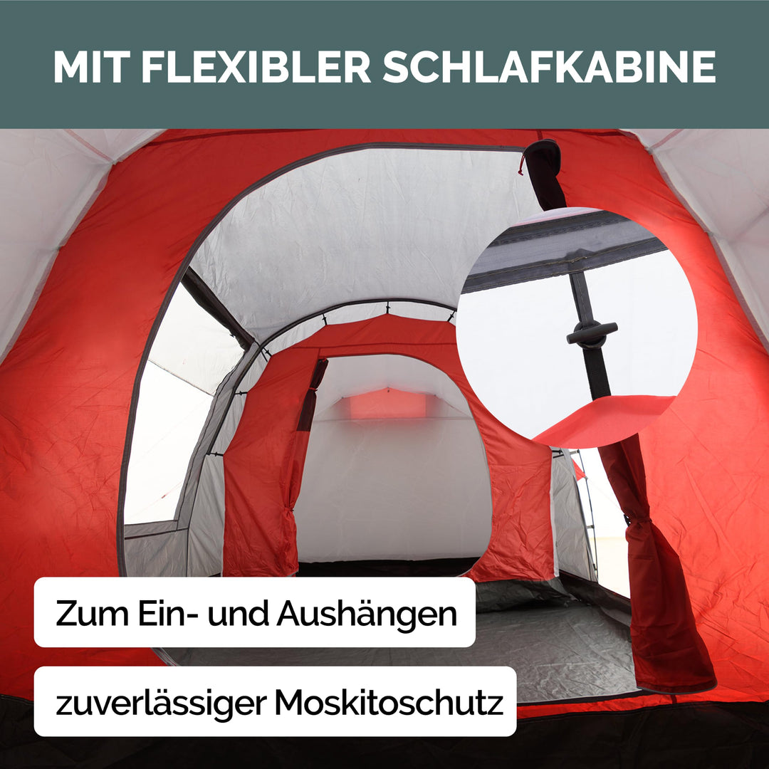 Tunnelzelt 4 Personen mit 2 Schlafkabinen und Stehhöhe - Bild 5