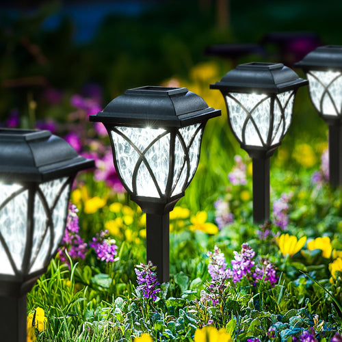 Solar Gartenleuchten 6er-Set LED Warmweiss Erdspiesss Wasserwellenmuster